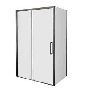 Balmani Senses Design douchehoek met linkse schuifdeur en vaste zijwand, 120 x 100 cm, Helder glas, Brushed GunMetal profielen, met coating