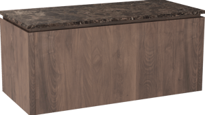Balmani Eclips zwevend badmeubel 120 x 55 cm Amerikaans notenhout met Stretto enkel of dubbel wastafelblad in Dark Emperador marmer
