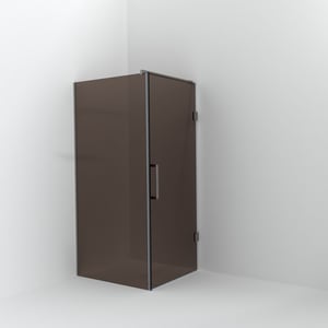 Balmani Modular Walk-In Dusche mit Tür: 100 x 200 cm mit Tür 90 cm, Bronze Glas, Profil Brushed Inox