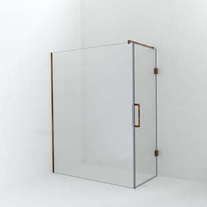 Balmani Modular douche à l'italienne avec porte: 160 x 200 cm avec porte 80 cm, Verre transparent, Profil Brushed Rosegold