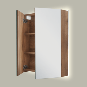 Linie Montro spiegelkast 60 x 75 cm bruine eik met spiegelverlichting