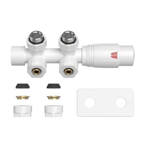 Vipera Lungo set de robinets thermostatique connexion coudée à 90° Blanc Brillant
