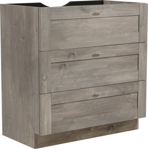 Linie Classo staande wastafelonderkast 80 x 46 cm grijs eiken 3 lades