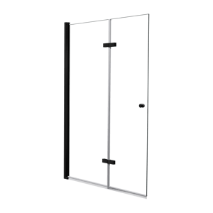 Luca Varess Kuresa zweiteilige zusammenklappbare Badewannenaufsatz: 120 cm, Klarglas, Schwarzes Profil