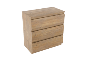 Linie Lado staand badmeubel 80 x 46 cm naturel eiken met Lado enkel wastafelblad in melamine naturel eiken