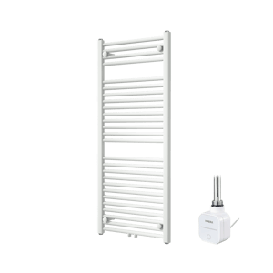 Vipera Kanza Einzel Handtuchheizkörper 50 x 120 cm Elektrische Heizung Weiß matt Seiten- und Mittelanschluss 500W, inkl. Widerstand