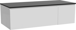 Storke Edge meuble salle de bains suspendu 120 x 52 cm blanc brillant avec Panton tablette simple ou double en mdf enduit de poudre noir mat