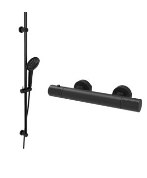 Blaufoss Orion set de douche de pluie robinet thermostatique noir mat