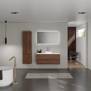 Balmani Lucida meuble salle de bains avec tablette pour vasques Stretto