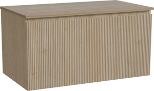 Storke Ribs hängendes Möbelstück Set: 95 x 52 cm, Rohe Eiche, mit Panton Einzel Waschtischplatte, Melamin, Rohe Eiche, Vertikale symmetrische gerade Rippe