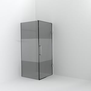 Balmani Modular Walk-In Dusche mit Tür: 90 x 200 cm mit Tür 90 cm, Rauchglas mit mattiertem Streifen, Profil Chrom glänzend