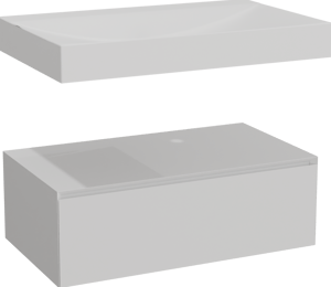 Balmani Mitra Elements zwevend badmeubel 90 x 55 cm mat wit met Wave enkele wastafel in solid surface mat wit