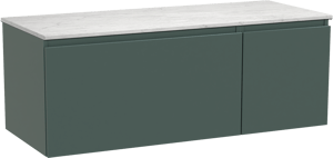 Balmani Sfera by Lucida zwevend badkamermeubel 135 x 55 cm forest met Stretto enkel of dubbel tablet in marmer carrara