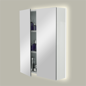 Storke Reflecta Spiegelschrank, 60 x 75 cm, weiß glänzend, mit Spiegelbeleuchtung