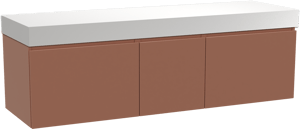 Balmani Sfera by Lucida zwevend badkamermeubel 180 x 55 cm cotto met Dominus enkel of dubbel tablet in solid surface mat wit
