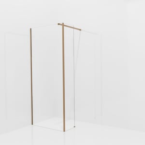 Balmani Modular douche à l'italienne avec paroi latérale fixe: 90 x 200 cm, Verre transparent avec bande matte, avec coating, Profil Brushed Rosegold
