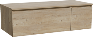 Storke Edge zwevend badkamermeubel 120 x 52 cm ruwe eik met Panton enkel of dubbel tablet in melamine ruwe eik