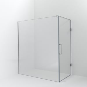 Balmani Modular inloopdouche met deur: 180 x 200 cm met deur 100 cm, Helder glas, Glanzend chroom profielen