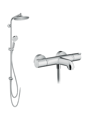 Hansgrohe Ecostat 1001 CL robinet de bain thermostatique montage mural extérieur Chrome Brillant