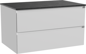 Balmani Mitra meuble salle de bains suspendu 90 x 55 cm blanc mat avec Stretto tablette simple en granit noir