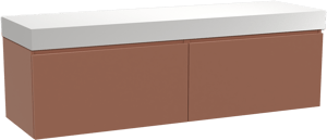 Balmani Sfera by Lucida zwevend badkamermeubel 180 x 55 cm cotto met Dominus enkel of dubbel tablet in solid surface mat wit