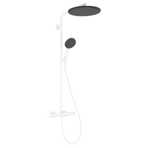 Hansgrohe Raindance Alive S Puro Showerpipe Duschsystem 300 1jet mit Ecostat Element Thermostat, Weiß Matt
