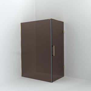 Balmani Modular Walk-In Dusche mit Tür: 140 x 200 cm mit Tür 90 cm, Bronze Glas, Profil Brushed Champagne Gold