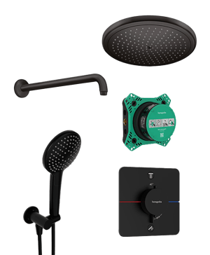 Hansgrohe Showerselect Comfort_Q thermostatische kraan Inbouw regendoucheset met regendouchekop Ø28cm Mat Zwart