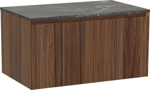 Balmani Idra by Mitra meuble salle de bains suspendu 90 x 55 cm noyer avec Stretto tablette simple en marbre pietra grey