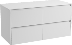 Storke Seda zwevend badmeubel 120 x 52 cm mat wit met Tavola enkel of dubbel wastafelblad in solid surface mat wit