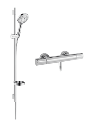 Blaufoss Orion Duschsystem: Wandmontage, inkl. Thermostat-Duscharmatur, Chrom glänzend