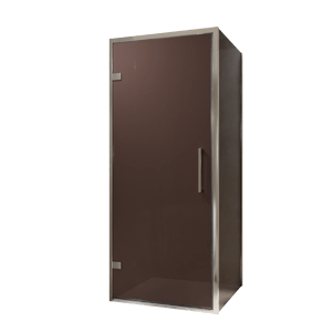 Balmani Senses Design douchehoek met linkse draaideur en vaste zijwand, 90 x 80 cm, Brons, Chroom profielen