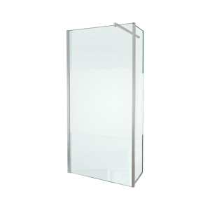 Balmani Move Walk-In-Dusche mit beweglicher Seitenwand 100 x 200 cm Klarglas mit mattiertem Streifen, inklusive Coating, glänzend, chrom Profil