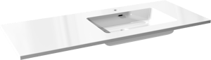 Storke Diva asymmetrisch rechtse wastafel glanzend composiet marmer 130 x 52 cm combinatie kast 35 cm