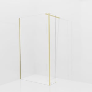 Balmani Modular douche à l'italienne avec paroi latérale fixe: 120 x 200 cm, Verre transparent avec bande mate, Profil Brushed Champagne Gold