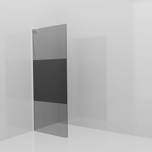 Balmani Modular inloopdouche: 90 x 200 cm, Rookglas met matte strook, Hoogglans chroom profielen met L-Shape