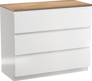 Linie Lado staand badkamermeubel 100 x 46 cm glanzend wit met Lado enkel of dubbel tablet in melamine natuur eik