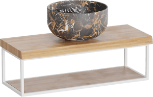 Balmani Life Edge Mini lave-mains 55 x 22,50 cm teck avec Bowl vasque à poser en marbre Portoro Gold