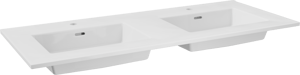 Storke Kera dubbele wastafel glanzend witte porselein 130 x 52 cm, inclusief crepines