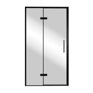 Balmani Senses Design douche draaideur links 120 cm x 210 cm Reflex spiegelglas, Zwarte profielen, met coating