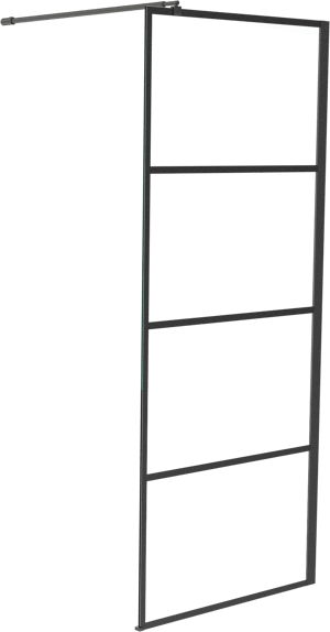 Linie Walk-In Walk-In Dusche: 90 x 200 cm, Stripes Glas, Schwarzes Profil, matt