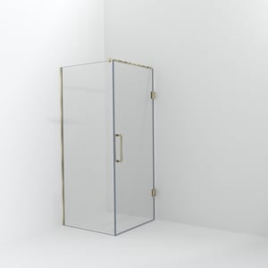 Balmani Modular Walk-In Dusche mit Tür: 90 x 200 cm mit Tür 90 cm, Klarglas, Profil Brushed Champagne Gold