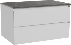 Balmani Mitra meuble salle de bains suspendu 90 x 55 cm blanc mat avec Stretto tablette simple en marbre pietra grey