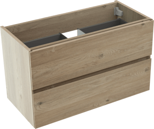 Storke Edge hängender Waschbeckenunterschrank: 80 x 40 cm, Eiche rustikal, 2 Schubladen