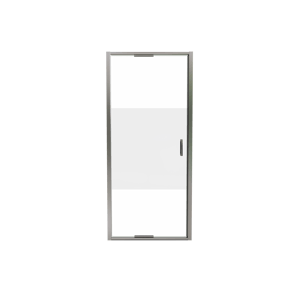 Luca Varess Vidor In Dusche Drehtür 90 cm x 190 cm Klarglas mit mattiertiem Streifen glänzend Chrom Profil