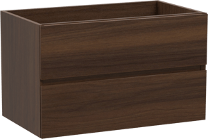 Storke Edge hängender Waschbeckenunterschrank: 80 x 46 cm, Nussbaum, 2 Schubladen