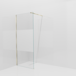 Balmani Modular inloopdouche: 90 x 200 cm, Helder glas met matte strook, Brushed Champagne Gold profielen