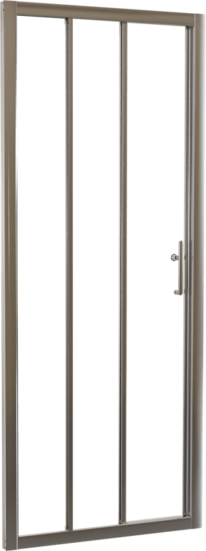 Linie Cadiz dreiteilige Dusche Schiebetür 80 cm x 190 cm Klarglas Brushed Chrome Profil