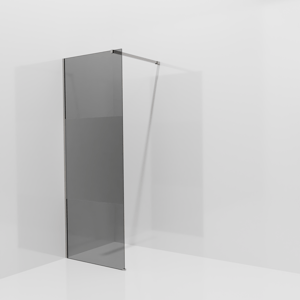 Balmani Modular inloopdouche: 80 x 200 cm, Rookglas met matte strook met coating, Brushed Inox profielen