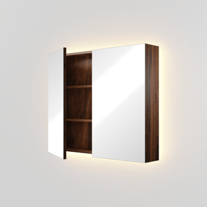 Linie Montro spiegelkast 90 x 75 cm notenhout met spiegelverlichting